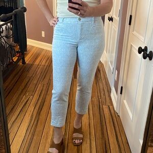 Ann Taylor Blue Textured Crop Pants - 8 Long / Tall